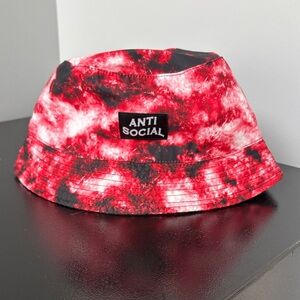 Anti Social Social Club Red and Black Tie-Dye Bucket Hat
